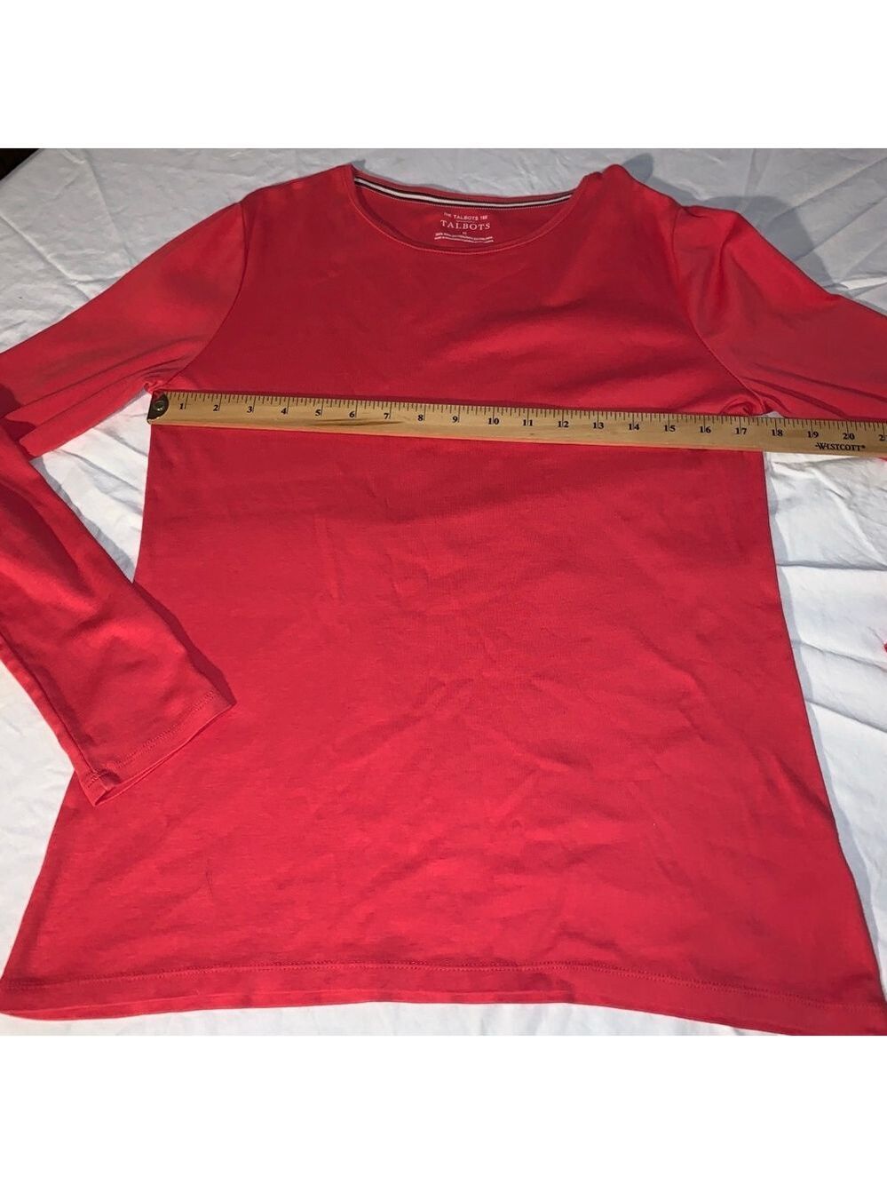Women's Talbots Long Sleeve Tee M Coral - Picture 5 of 8